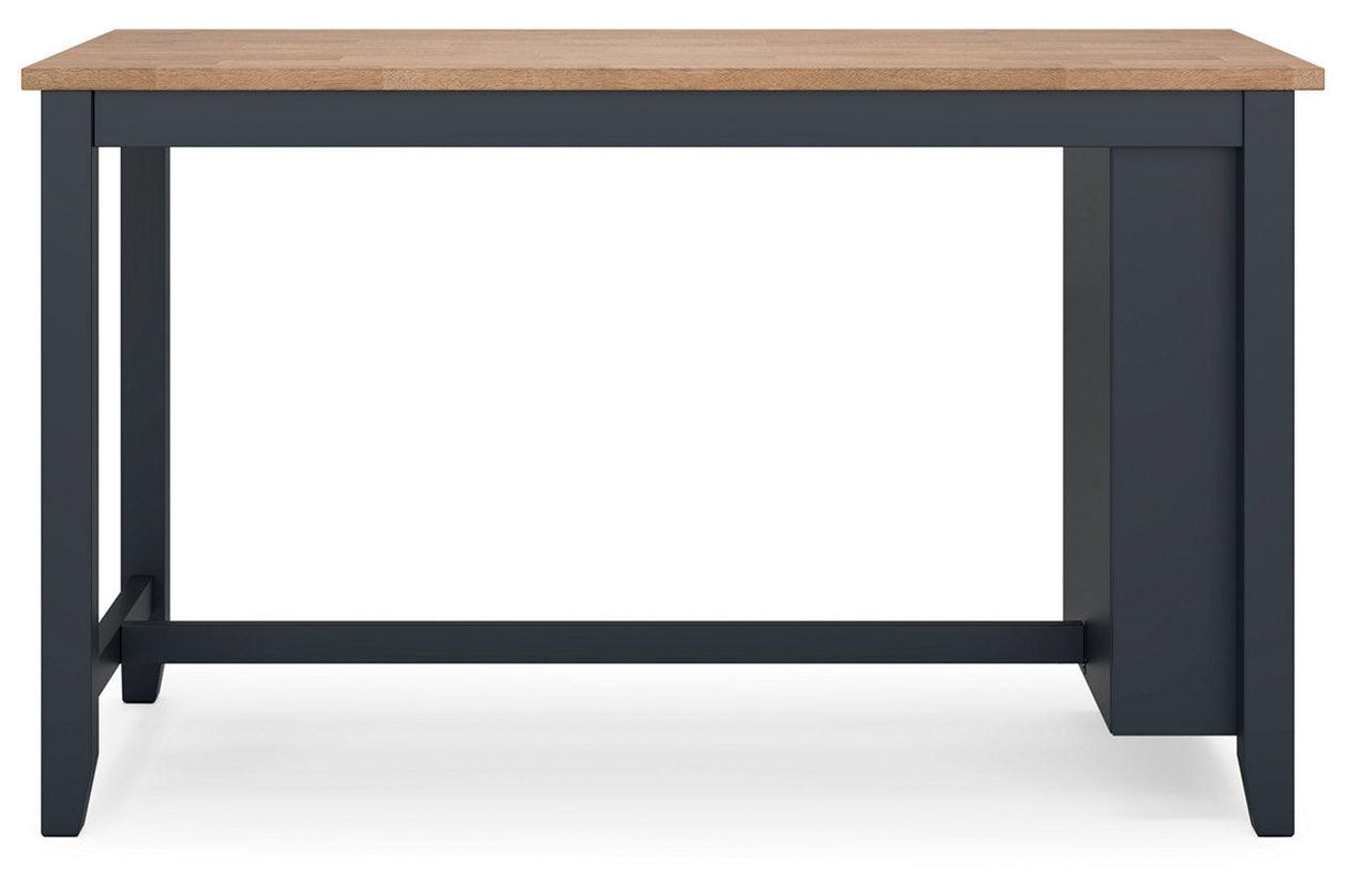 Gesthaven Natural/Blue Counter Height Dining Table and 2 Barstools by Ashley at Eve Furniture