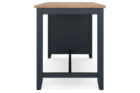 Gesthaven Natural/Blue Counter Height Dining Table and 2 Barstools by Ashley at Eve Furniture
