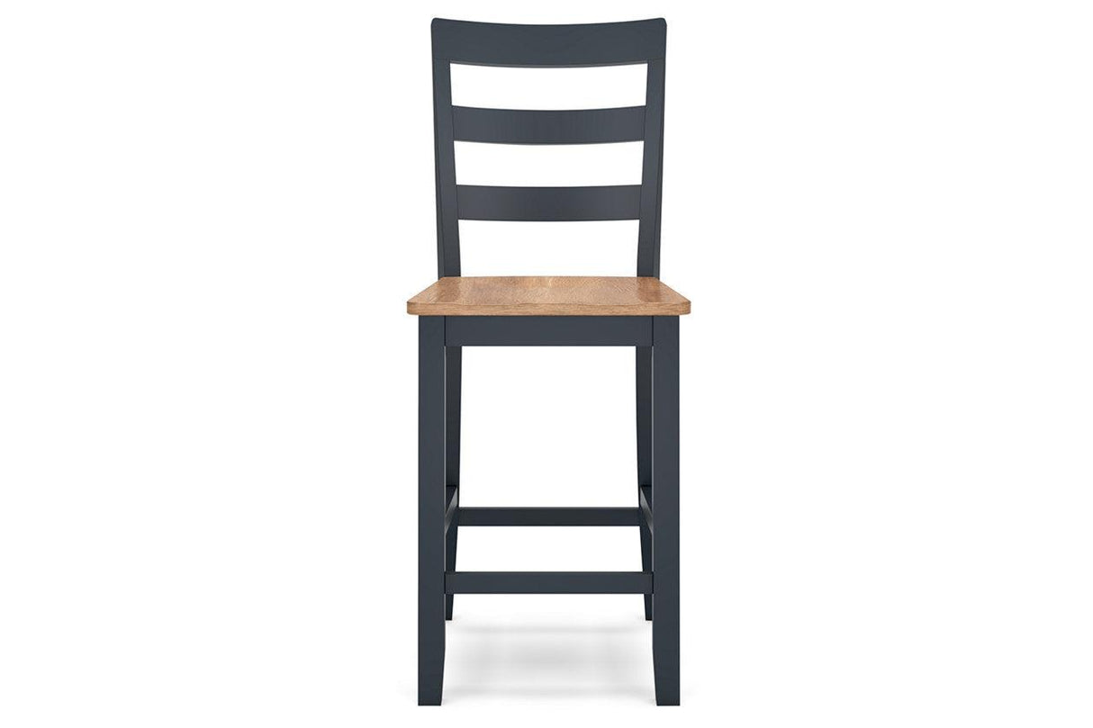 Gesthaven Natural/Blue Counter Height Dining Table and 2 Barstools by Ashley at Eve Furniture