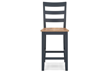 Gesthaven Natural/Blue Counter Height Dining Table and 2 Barstools by Ashley at Eve Furniture