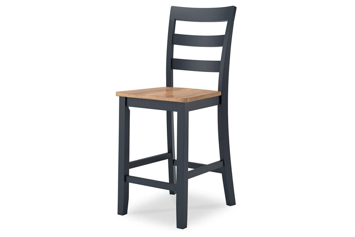 Gesthaven Natural/Blue Counter Height Dining Table and 4 Barstools by Ashley at Eve Furniture