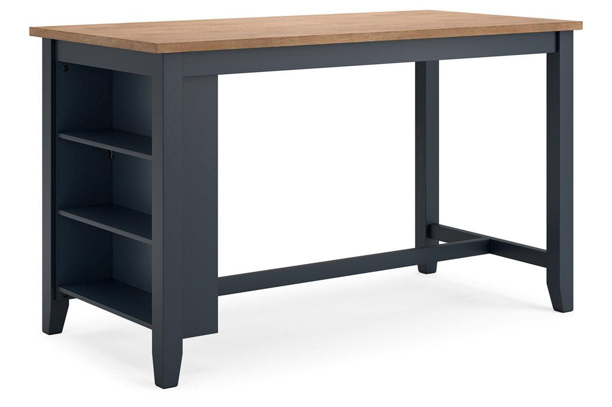 Gesthaven Natural/Blue Counter Height Dining Table and 4 Barstools by Ashley at Eve Furniture