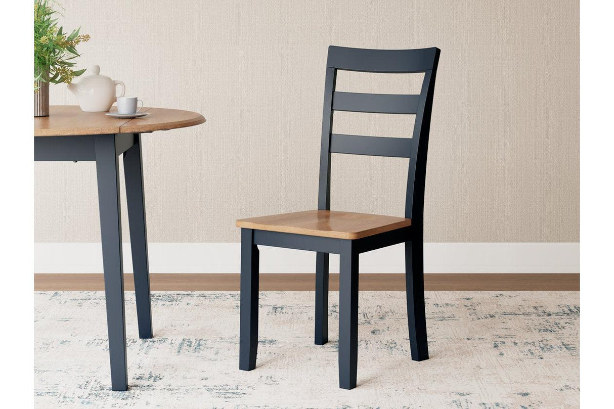 Gesthaven Natural/Blue Dining Table and 2 Chairs by Ashley at Eve Furniture