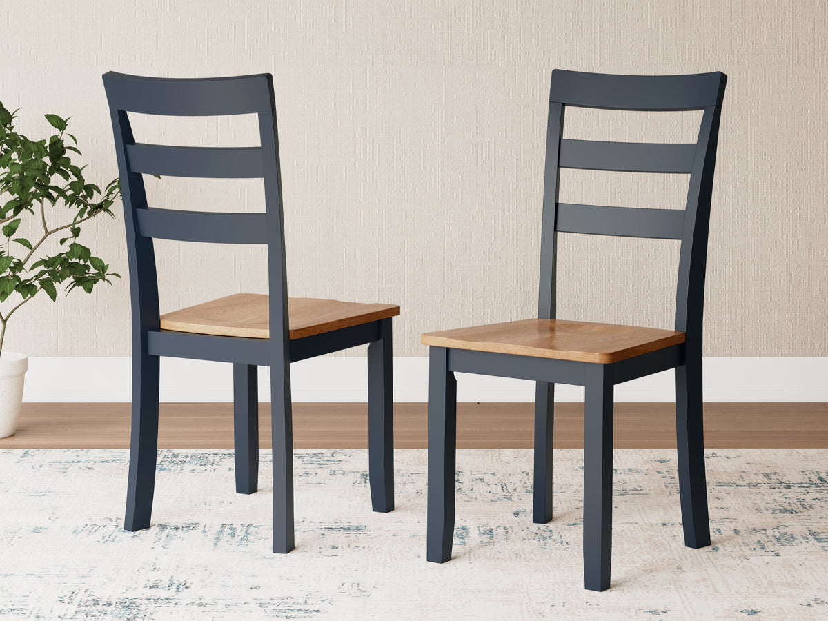 Gesthaven Natural/Blue Dining Table and 2 Chairs by Ashley at Eve Furniture