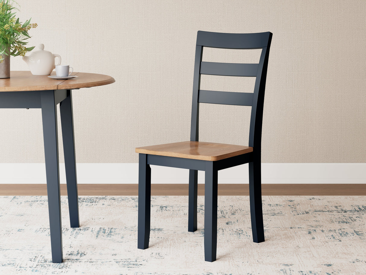 Gesthaven Natural/Blue Dining Table and 2 Chairs by Ashley at Eve Furniture