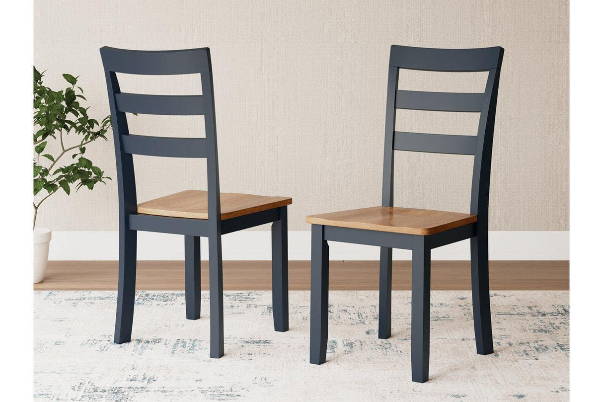 Gesthaven Natural/Blue Dining Table and 2 Chairs by Ashley at Eve Furniture