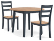 Gesthaven Natural/Blue Dining Table and 2 Chairs by Ashley at Eve Furniture
