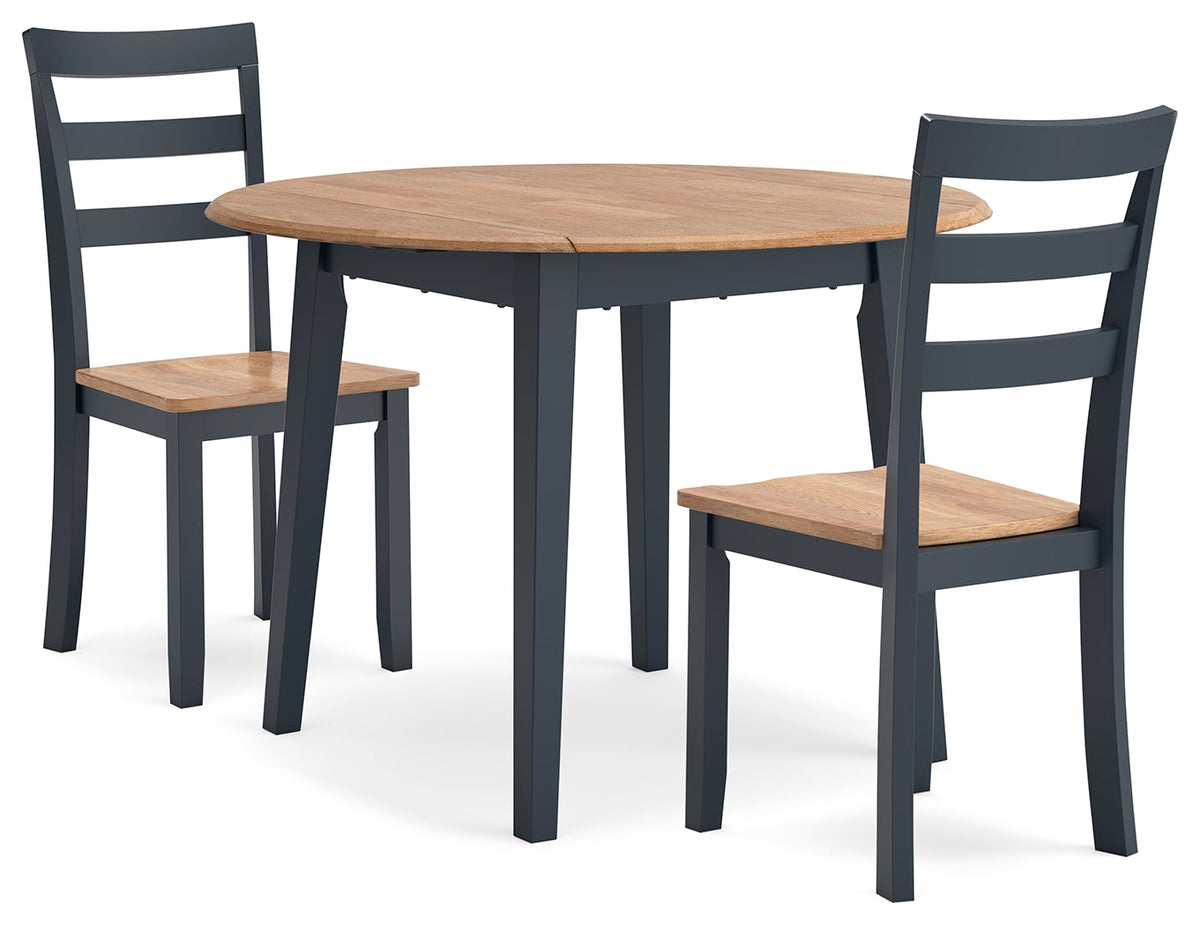 Gesthaven Natural/Blue Dining Table and 2 Chairs by Ashley at Eve Furniture