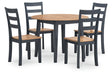 Gesthaven Natural/Blue Dining Table and 4 Chairs by Ashley at Eve Furniture