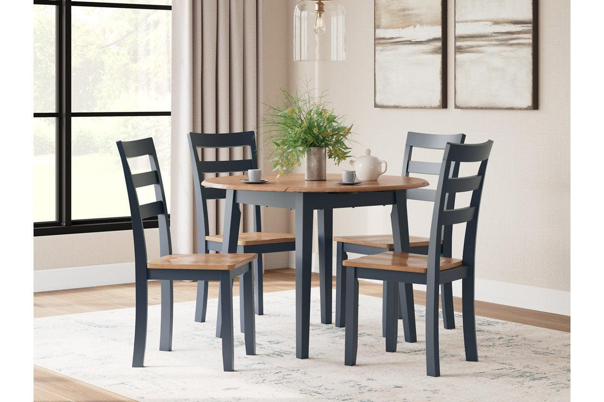 Gesthaven Natural/Blue Dining Table and 4 Chairs by Ashley at Eve Furniture