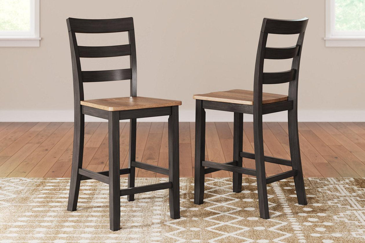 Gesthaven Natural/Brown Counter Height Dining Table and 2 Barstools by Ashley at Eve Furniture