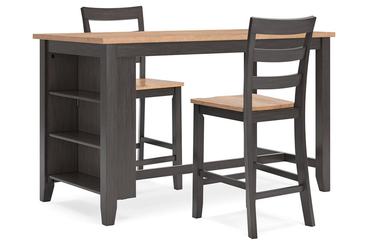 Gesthaven Natural/Brown Counter Height Dining Table and 2 Barstools by Ashley at Eve Furniture