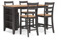 Gesthaven Natural/Brown Counter Height Dining Table and 4 Barstools by Ashley at Eve Furniture