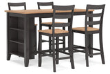 Gesthaven Natural/Brown Counter Height Dining Table and 4 Barstools by Ashley at Eve Furniture