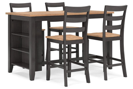 Gesthaven Natural/Brown Counter Height Dining Table and 4 Barstools by Ashley at Eve Furniture
