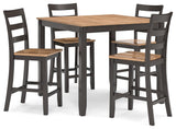 Gesthaven Natural/Brown Counter Height Dining Table and 4 Barstools by Ashley at Eve Furniture