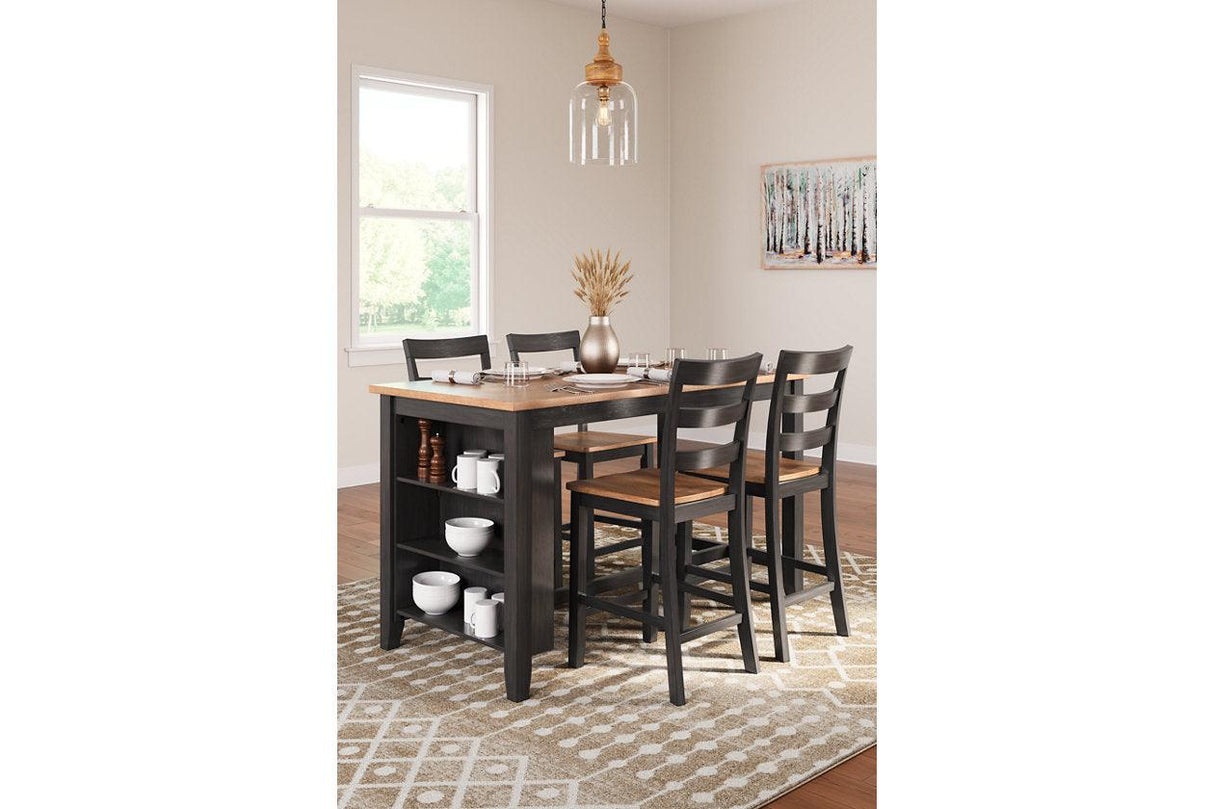 Gesthaven Natural/Brown Counter Height Dining Table and 4 Barstools by Ashley at Eve Furniture
