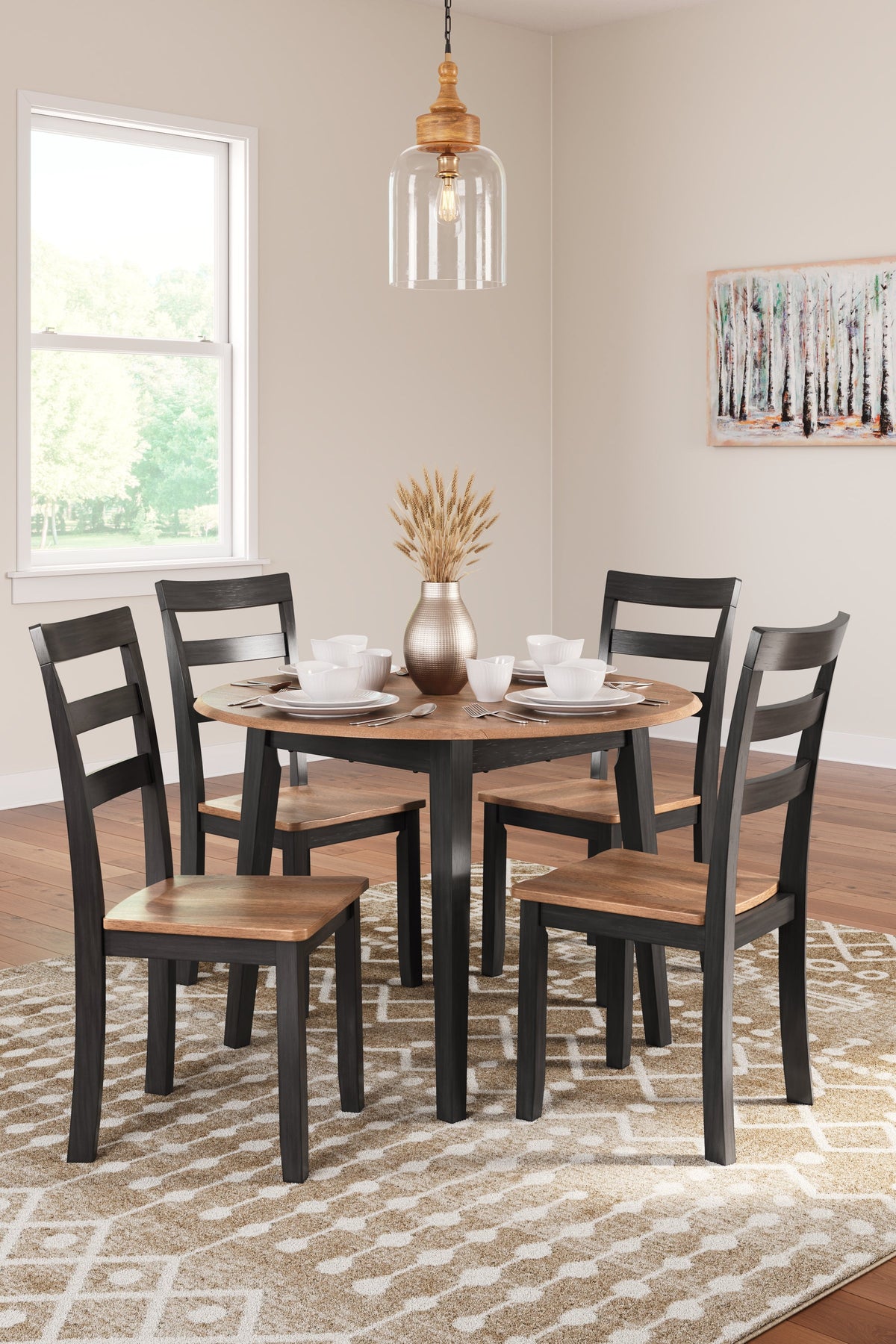 Gesthaven Natural/Brown Dining Table and 4 Chairs by Ashley at Eve Furniture