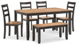 Gesthaven Natural/Brown Dining Table with 4 Chairs and Bench by Ashley at Eve Furniture