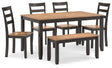 Gesthaven Natural/Brown Dining Table with 4 Chairs and Bench by Ashley at Eve Furniture