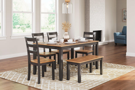 Gesthaven Natural/Brown Dining Table with 4 Chairs and Bench by Ashley at Eve Furniture