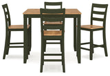 Gesthaven Natural/Green Counter Height Dining Table and 4 Barstools by Ashley at Eve Furniture