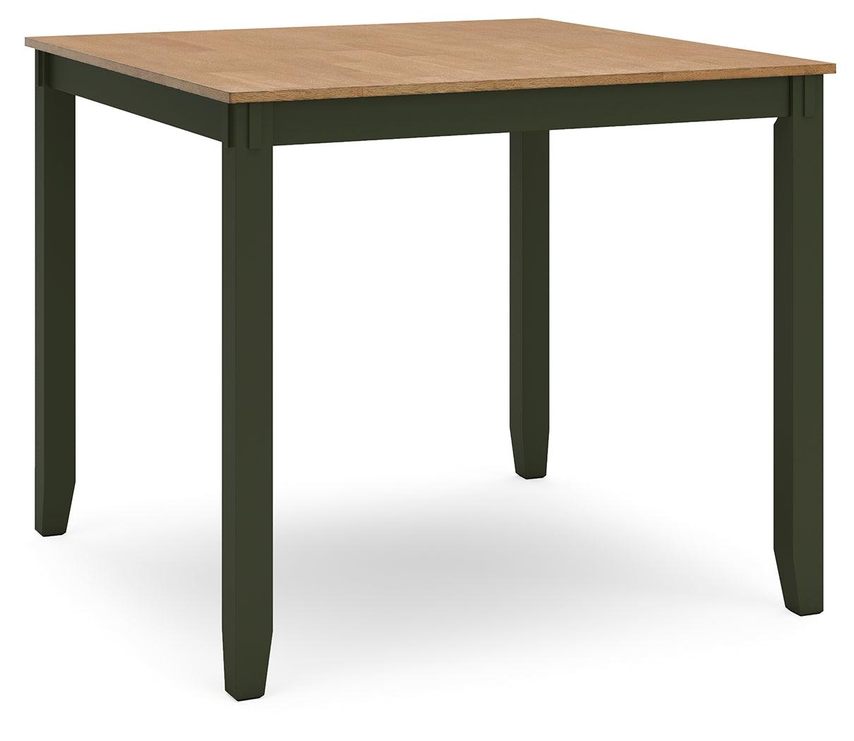 Gesthaven Natural/Green Counter Height Dining Table and 4 Barstools by Ashley at Eve Furniture