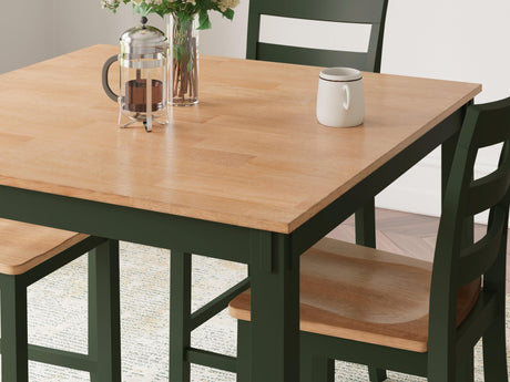Gesthaven Natural/Green Counter Height Dining Table and 4 Barstools by Ashley at Eve Furniture