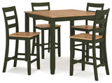 Gesthaven Natural/Green Counter Height Dining Table and 4 Barstools by Ashley at Eve Furniture