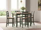 Gesthaven Natural/Green Counter Height Dining Table and 4 Barstools by Ashley at Eve Furniture