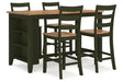 Gesthaven Natural/Green Counter Height Dining Table and 4 Barstools by Ashley at Eve Furniture