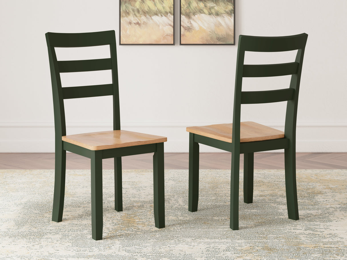 Gesthaven Natural/Green Dining Table and 2 Chairs by Ashley at Eve Furniture