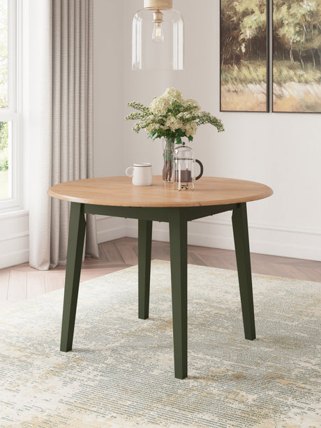 Gesthaven Natural/Green Dining Table and 2 Chairs by Ashley at Eve Furniture