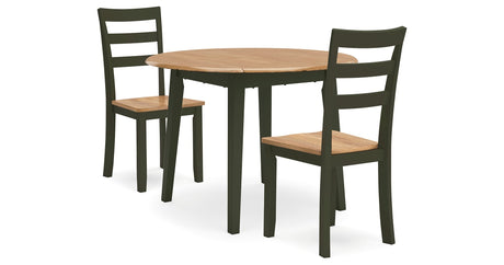 Gesthaven Natural/Green Dining Table and 2 Chairs by Ashley at Eve Furniture