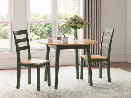 Gesthaven Natural/Green Dining Table and 2 Chairs by Ashley at Eve Furniture