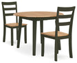 Gesthaven Natural/Green Dining Table and 2 Chairs by Ashley at Eve Furniture