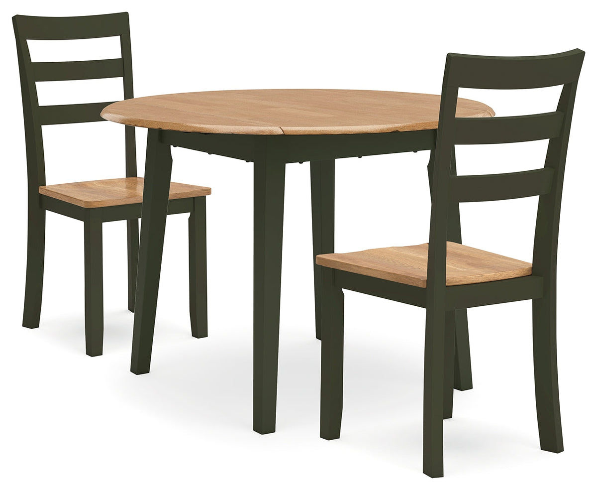 Gesthaven Natural/Green Dining Table and 2 Chairs by Ashley at Eve Furniture