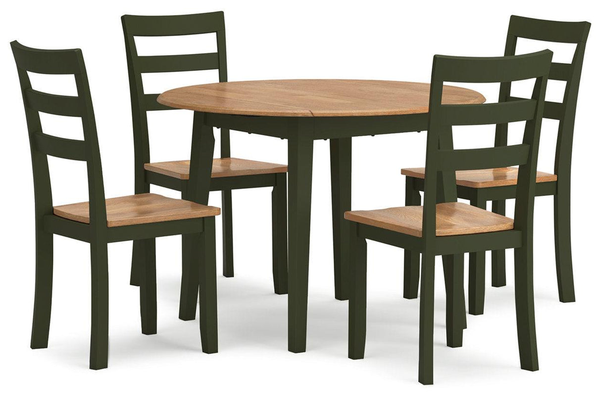 Gesthaven Natural/Green Dining Table and 4 Chairs by Ashley at Eve Furniture
