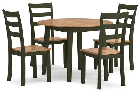 Gesthaven Natural/Green Dining Table and 4 Chairs by Ashley at Eve Furniture