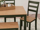 Gesthaven Natural/Green Dining Table with 4 Chairs and Bench by Ashley at Eve Furniture