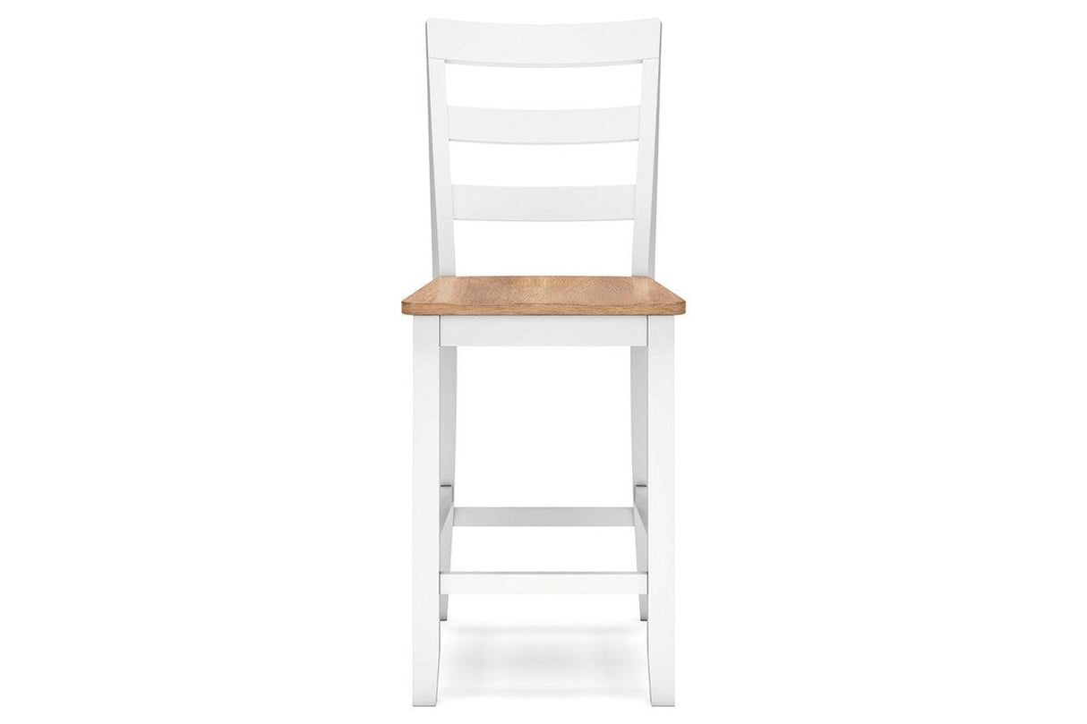 Gesthaven Natural/White Counter Height Dining Table and 2 Barstools by Ashley at Eve Furniture