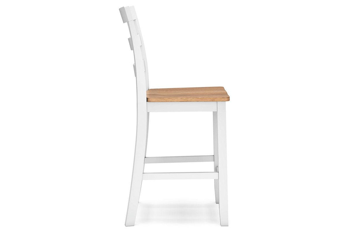 Gesthaven Natural/White Counter Height Dining Table and 2 Barstools by Ashley at Eve Furniture