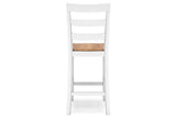 Gesthaven Natural/White Counter Height Dining Table and 2 Barstools by Ashley at Eve Furniture