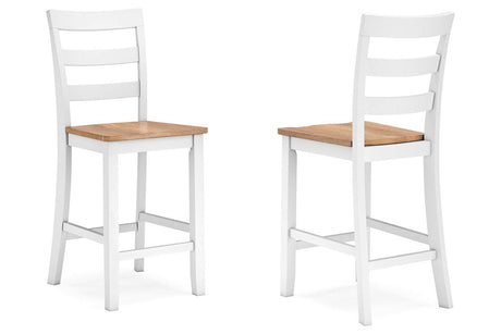 Gesthaven Natural/White Counter Height Dining Table and 2 Barstools by Ashley at Eve Furniture