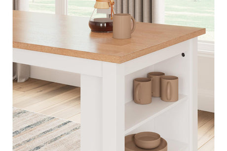 Gesthaven Natural/White Counter Height Dining Table and 2 Barstools by Ashley at Eve Furniture