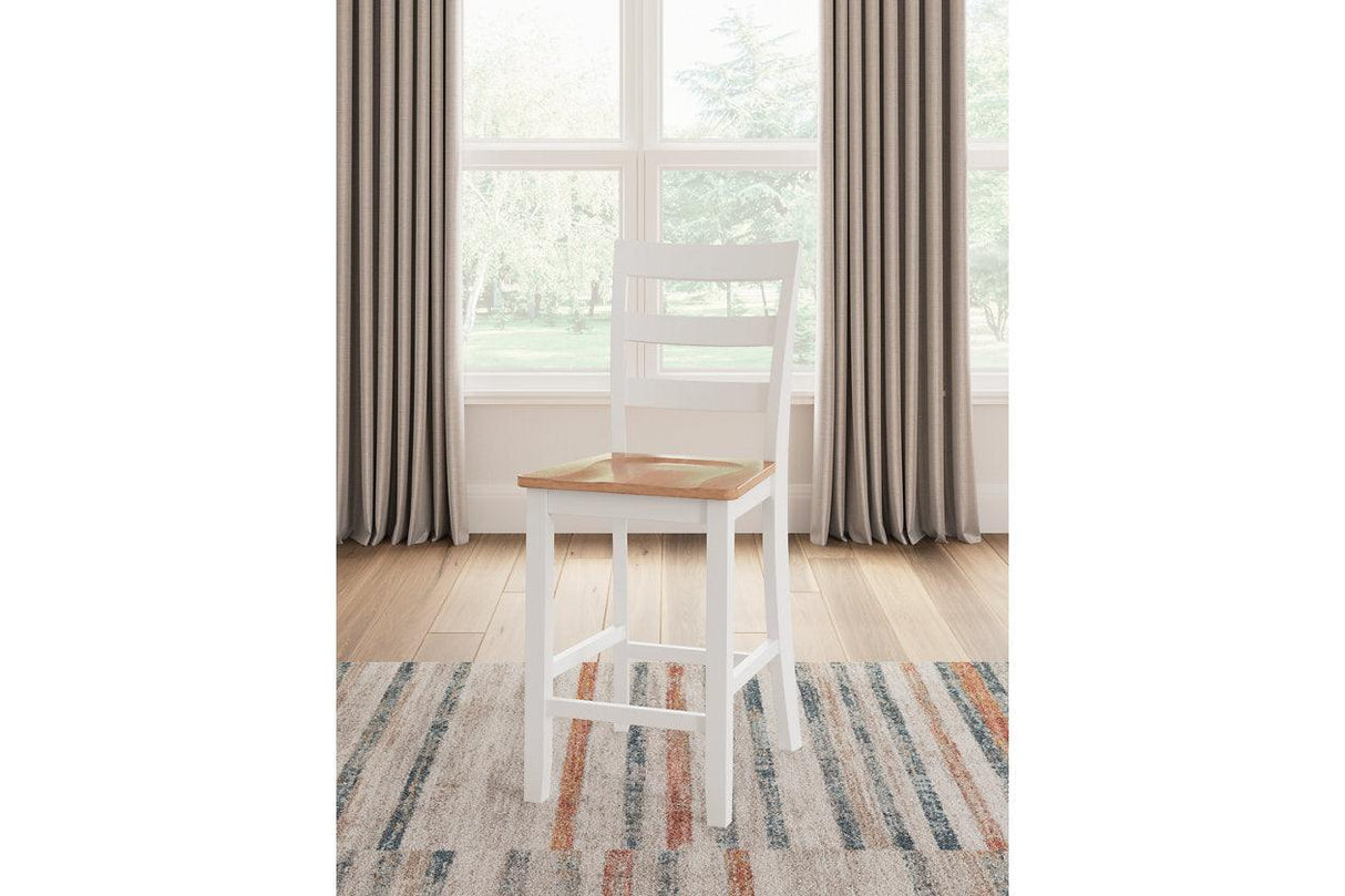 Gesthaven Natural/White Counter Height Dining Table and 2 Barstools by Ashley at Eve Furniture