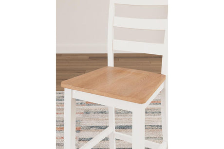 Gesthaven Natural/White Counter Height Dining Table and 2 Barstools by Ashley at Eve Furniture