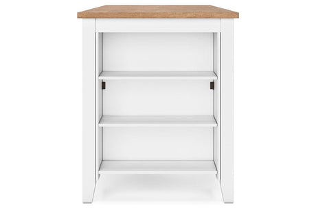 Gesthaven Natural/White Counter Height Dining Table and 2 Barstools by Ashley at Eve Furniture