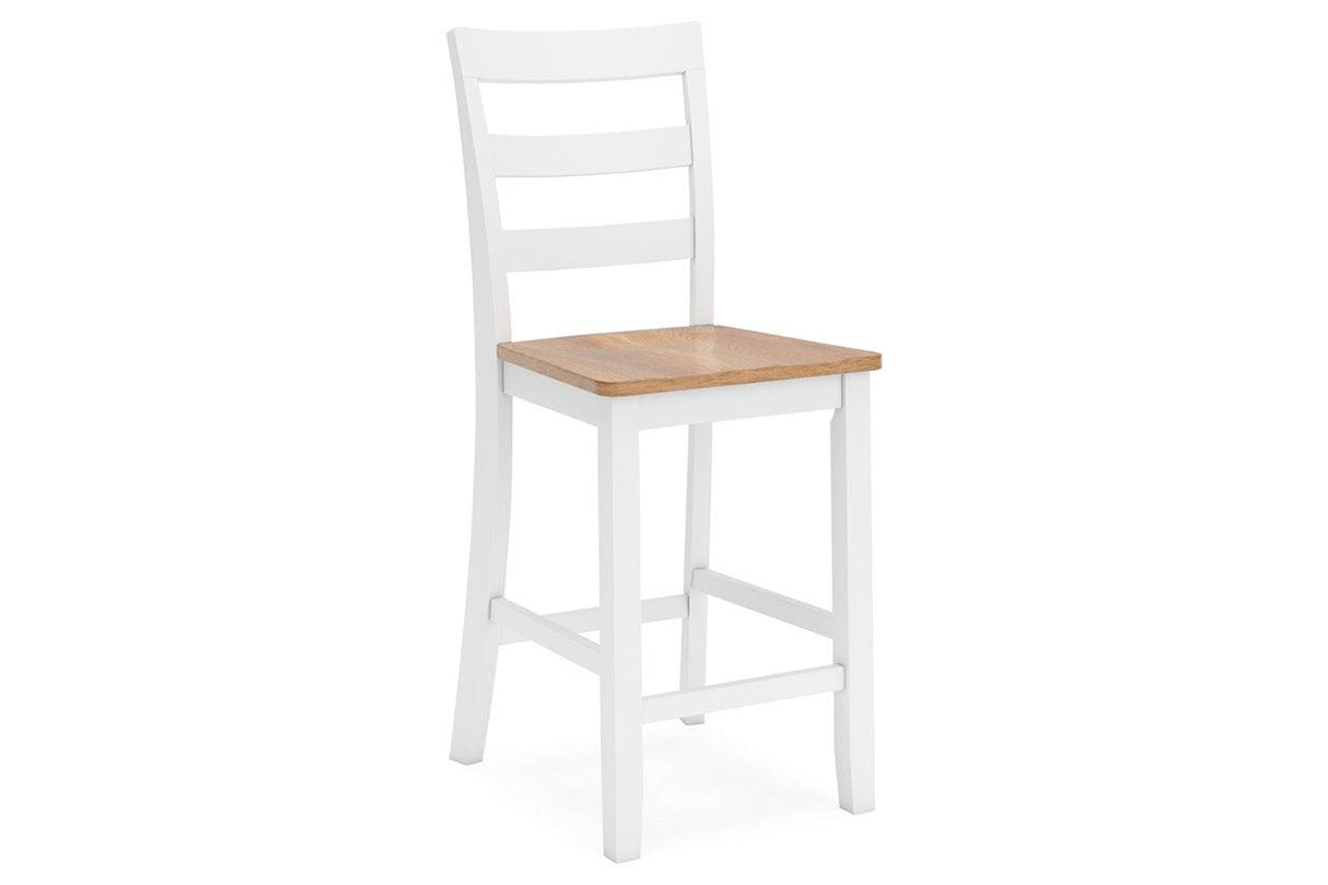 Gesthaven Natural/White Counter Height Dining Table and 4 Barstools by Ashley at Eve Furniture