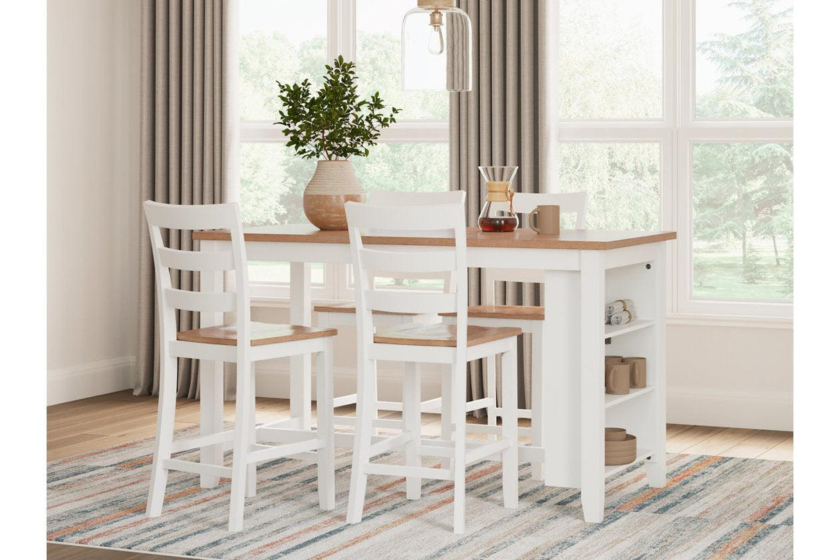 Gesthaven Natural/White Counter Height Dining Table and 4 Barstools by Ashley at Eve Furniture
